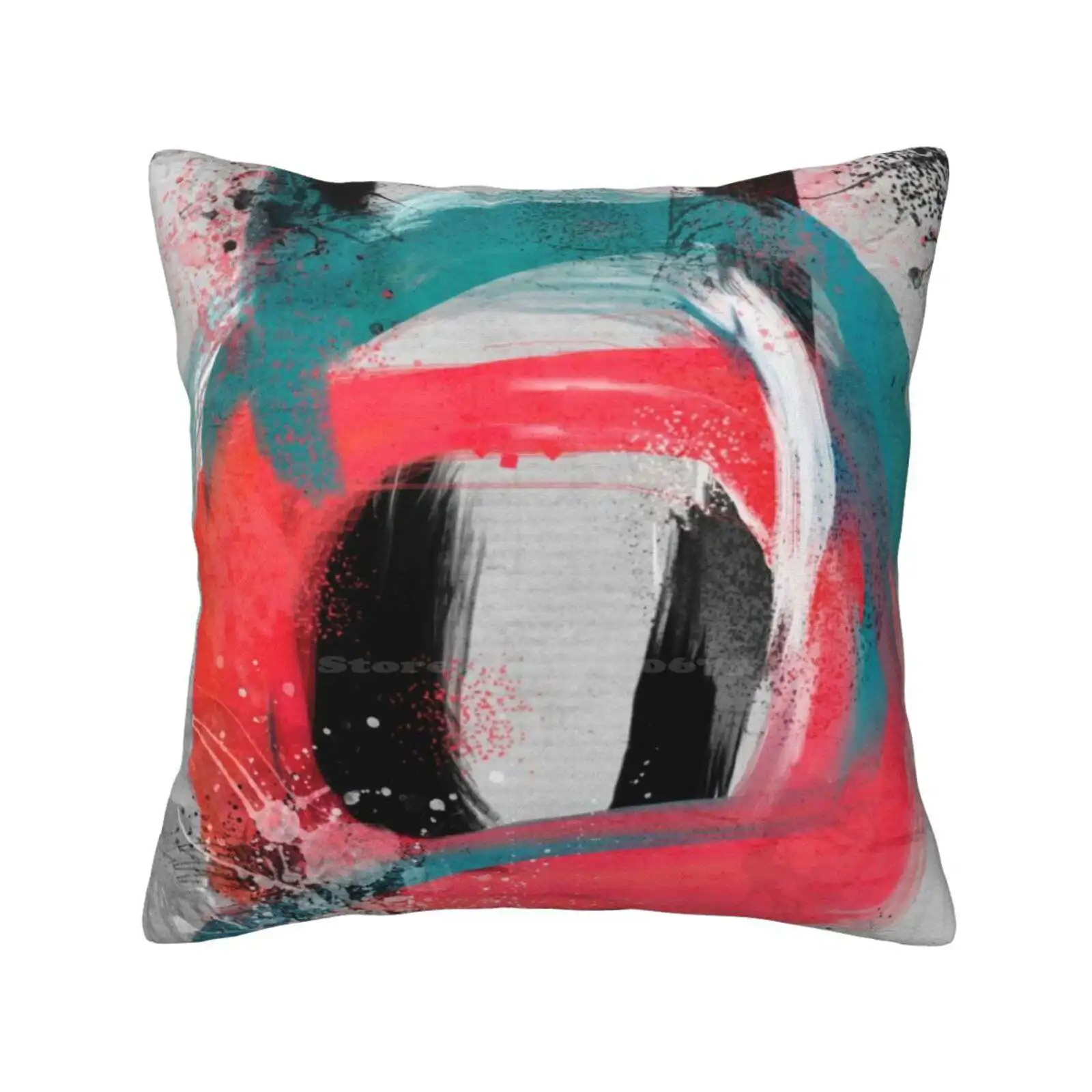 Blue Meets Pink On A Cloudy Day Home Sofa Car Waist Throw Pillowcase Abstract Blue Red Pink Black Minimal Modern Splatter