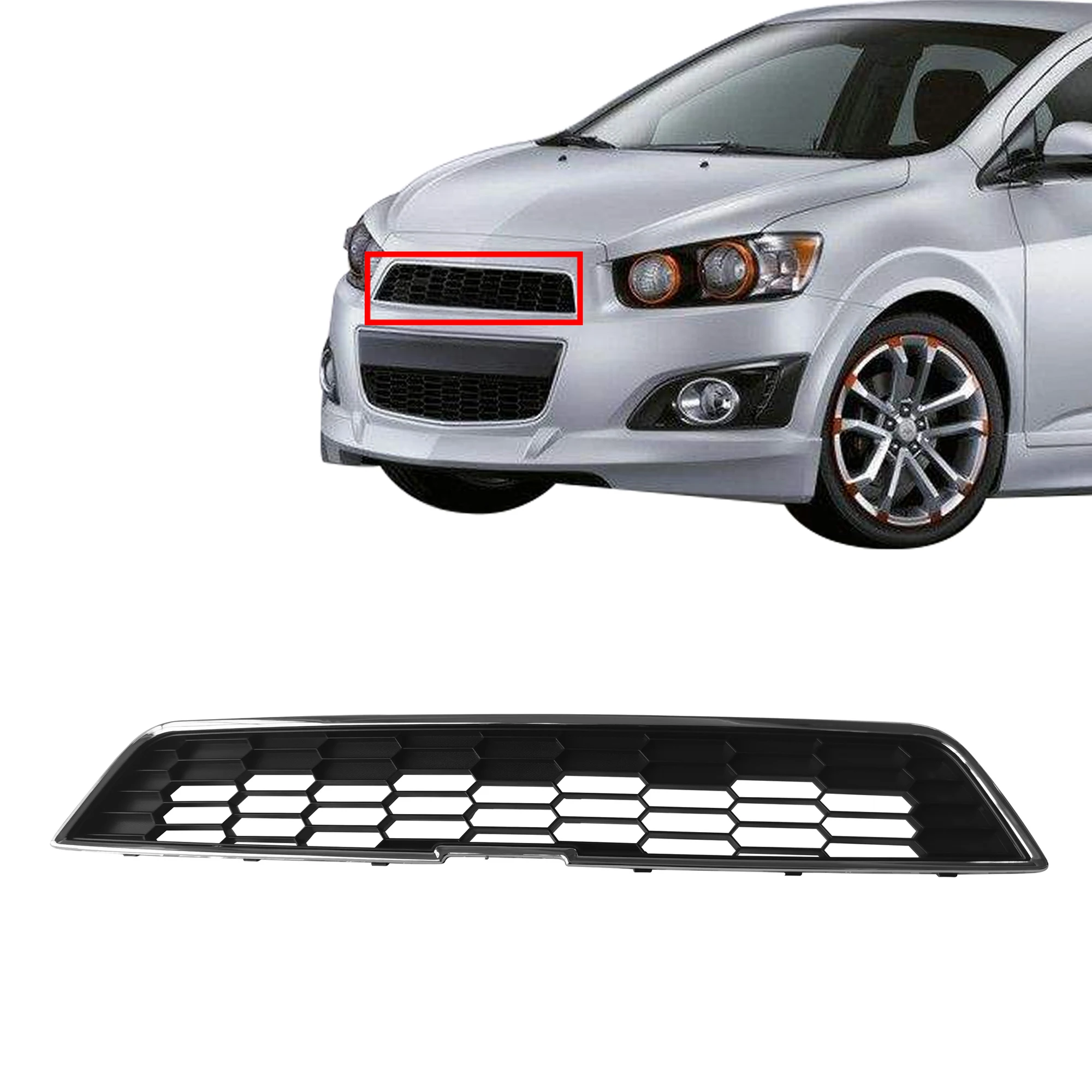 US  Home Front Upper Black With Chrome Car Grille for 2012-2016 Chevrolet SonicGM1200638