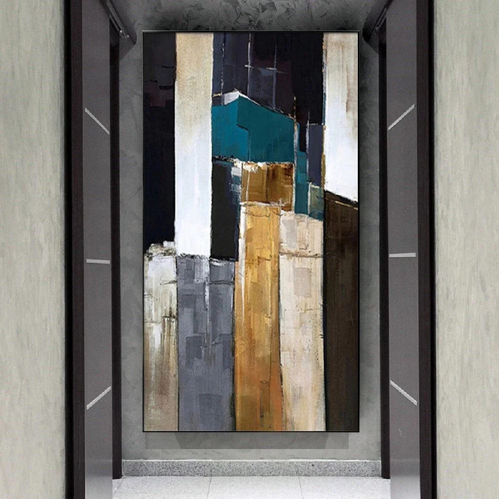 

Handpainted Color Geometric Pattern Art Oil Painting Abstract Modern Wall Picture Live Decor Poster On Canvas Mural For Home