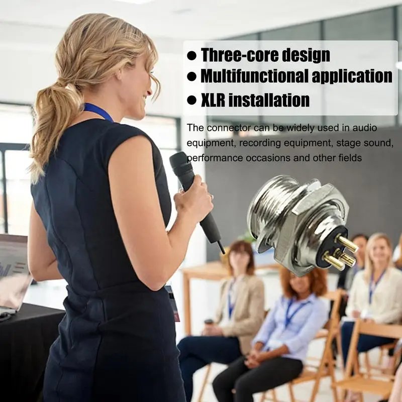 ปลั๊กและขั้วต่อหลอดไฟ LED 3ขาซ็อกเก็ตเมาท์ขั้วต่อแบบวงกลมปลั๊กซ็อกเก็ตตัวเชื่อมต่อสายไฟขามินิสำหรับเสียงบนเวที