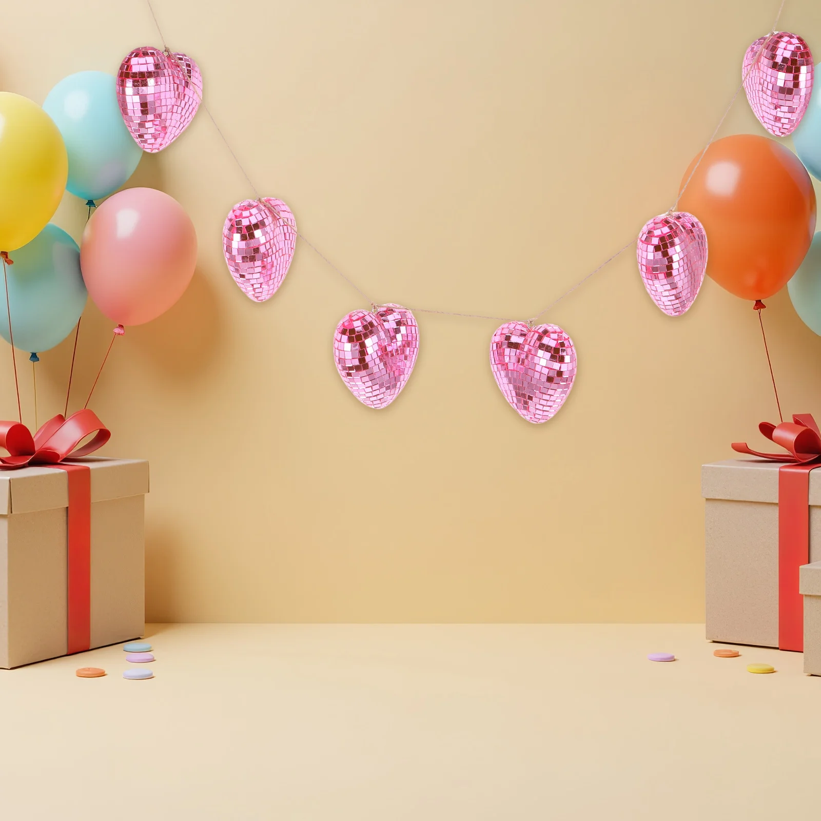 Valentijnsdag Hartvormige Discobal Garland 6 Spiegelhartjes Hangende Valentijnsdecoratie Reflecterende Romantische Valentijnsfeest