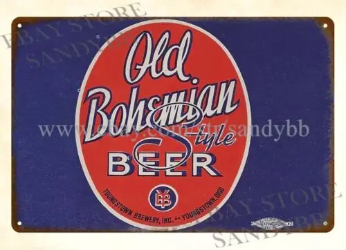 1pcs 1930s YOUNGSTOWN BREWERY OLD BOHEMIAN STYLE BEER IRTP OH metal tin sign