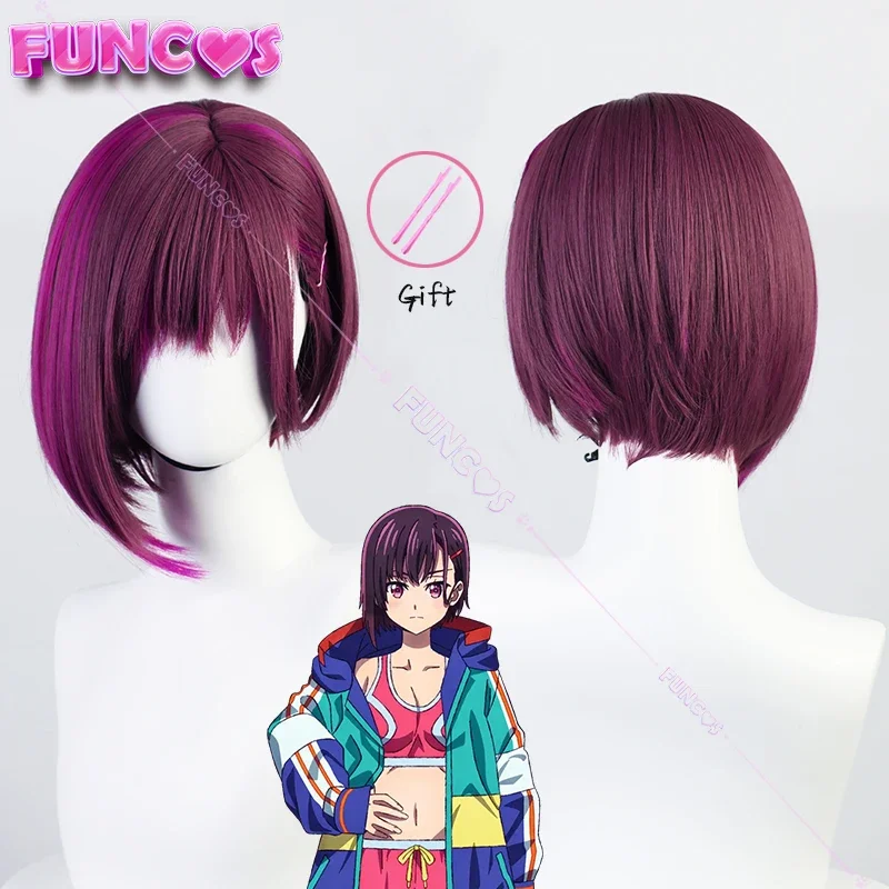 Zom 100 Bucket List of The Dead Shizuka Mikazuki Cosplay Wig Purple Hair with Hairpins Pink Highlight Violet Color New Anime