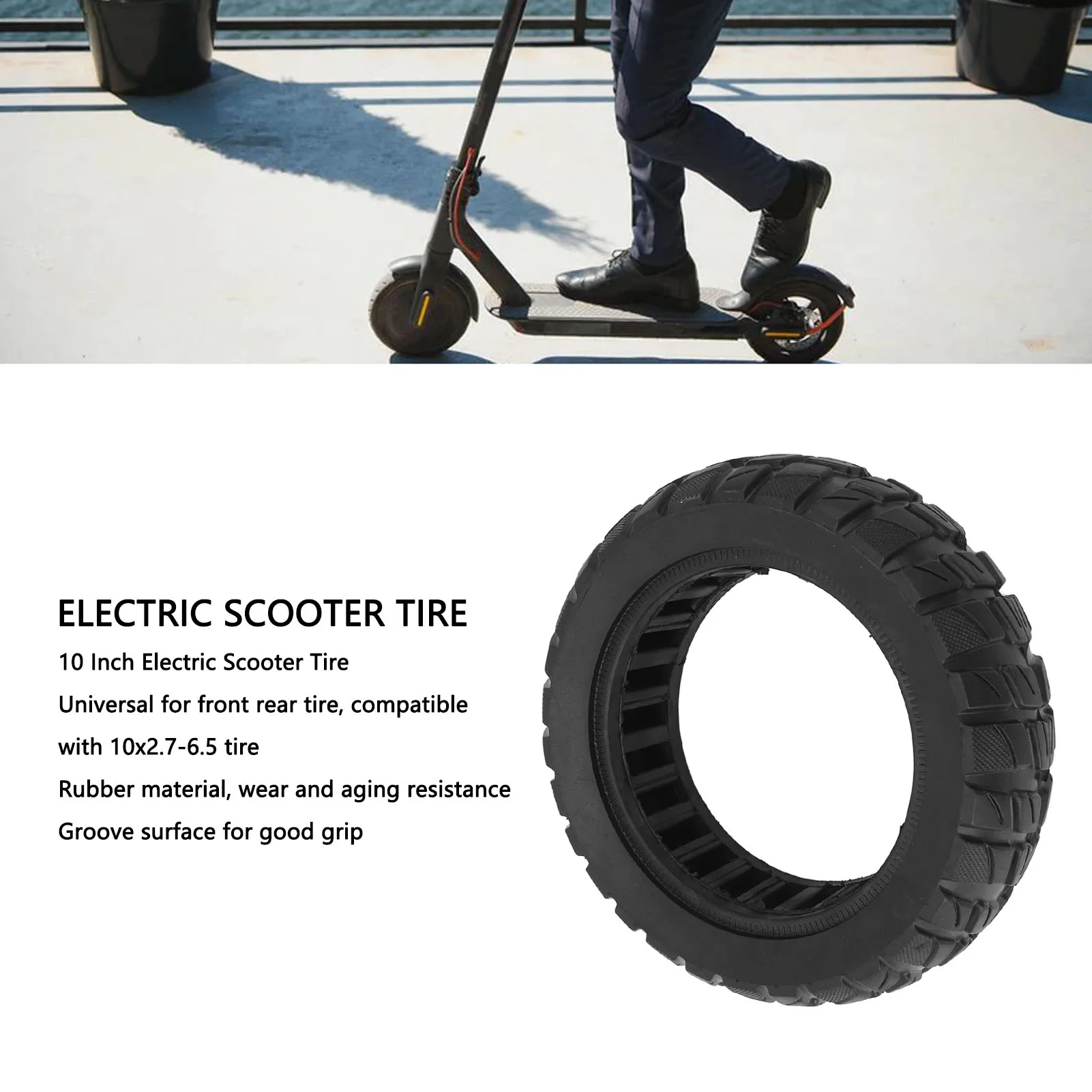 10 بوصة سكوتر كهربائي الإطارات 10x2.7 ‐ 6.5 انفجار برهان المطاط الصلبة عدم الانزلاق الإطارات سهلة التركيب لايحتاج الإطارات استبدال