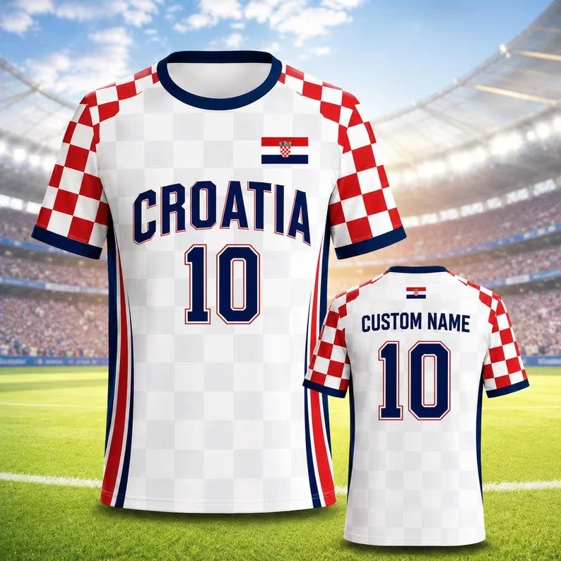 2026 Croatia fan jersey football uniform boys' girls' and adults' quick-drying and breathable sportswear fan birthday gift - view 4