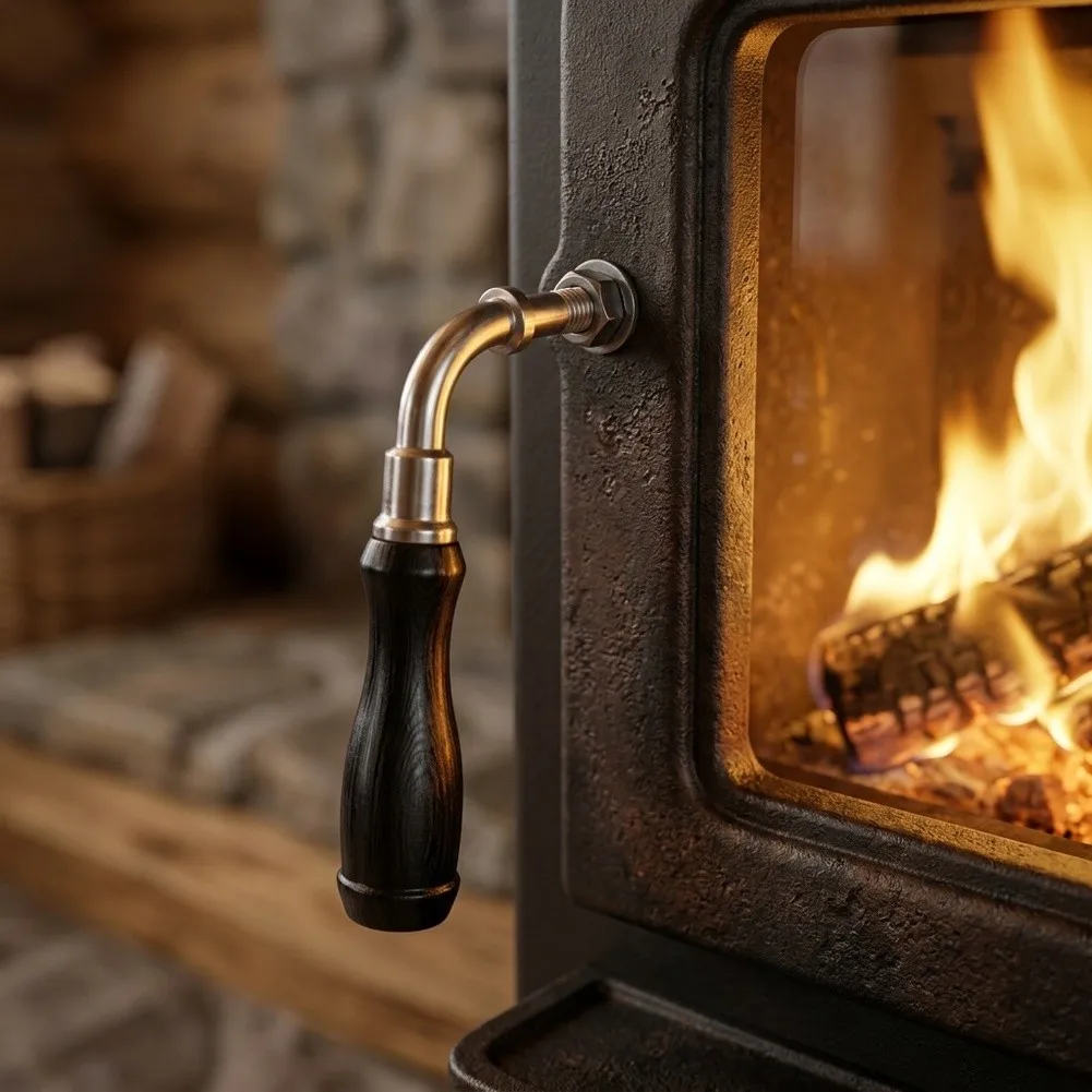 For wood Stove Replacement Handle Kit for Rectangular Door Fireplaces - ABS Material 20x15x20cm Easy Install Design