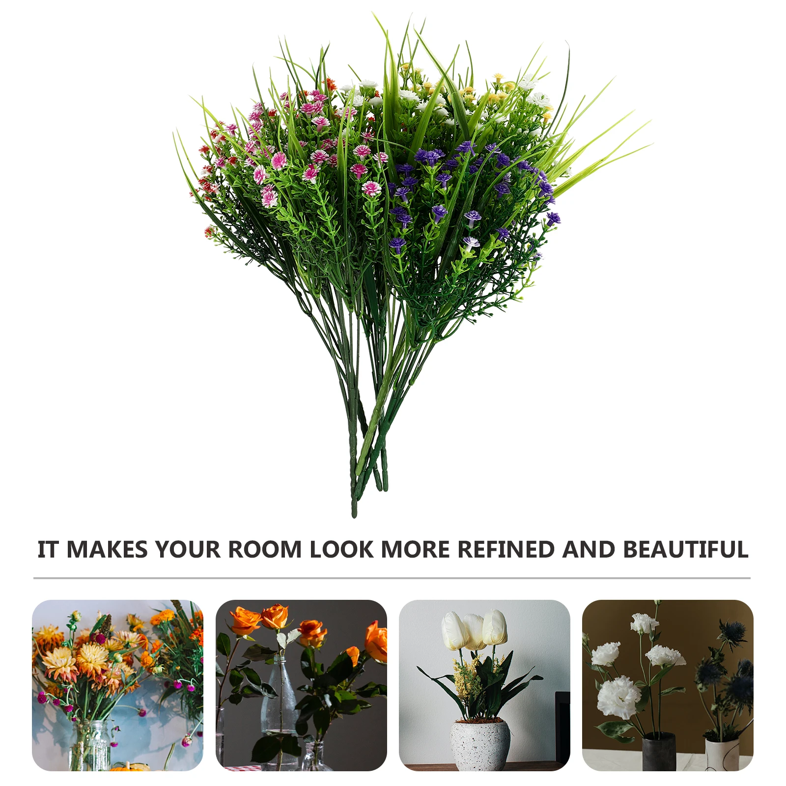 

6pcs Artificial Flower Bouquetwedding Party Decorative Flowers Fake Gypsophila Home Office Decoration Flower Arrangement