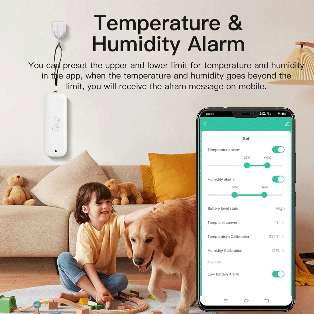 Tuya Smart Life WiFi Temperatuur-vochtigheidssensor Waterdicht IP65 Thermometer Bewaking op afstand Werk met Google Assistant Alexa