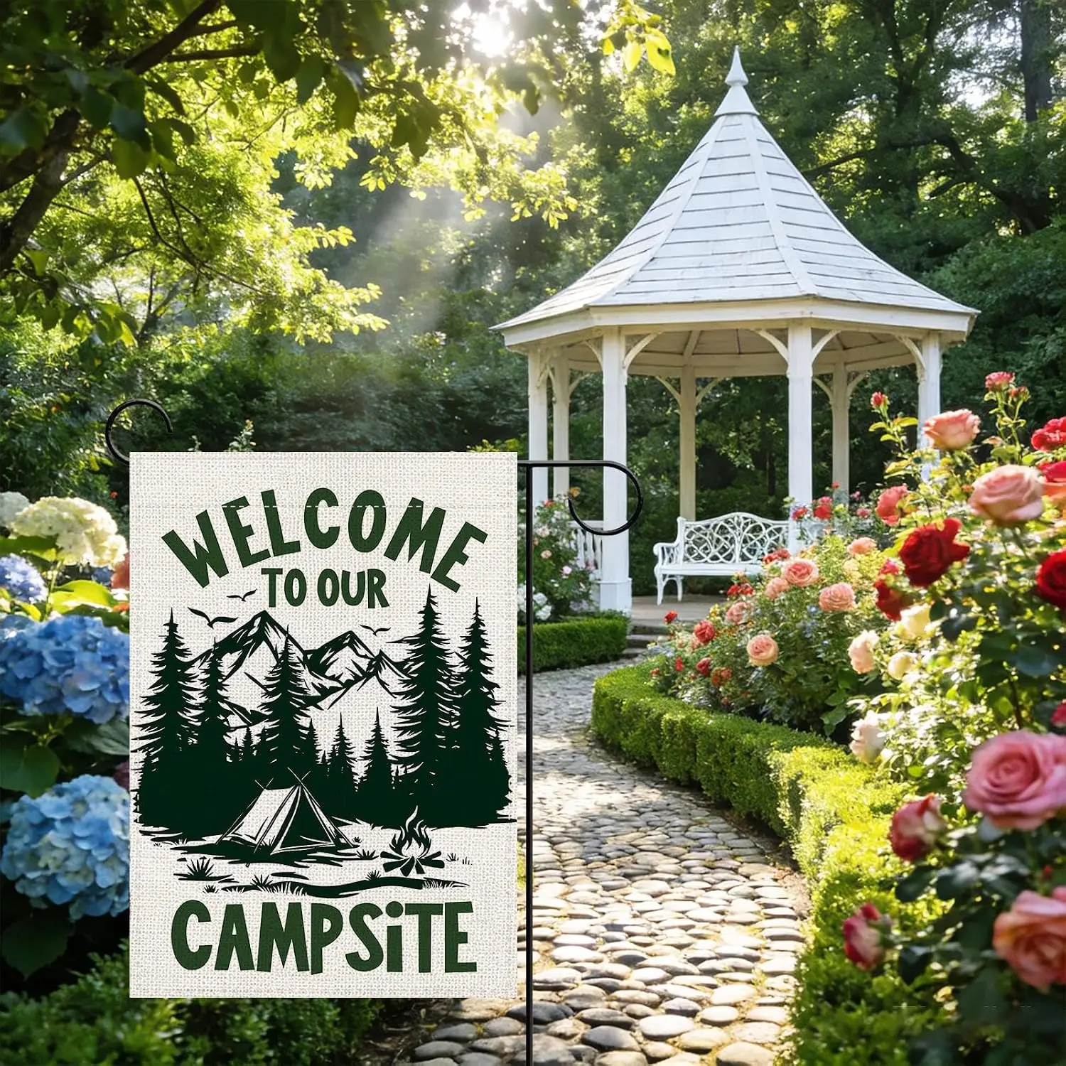 Welcome To Our Campsite Camping Decorative Garden Flag, Camper yyi