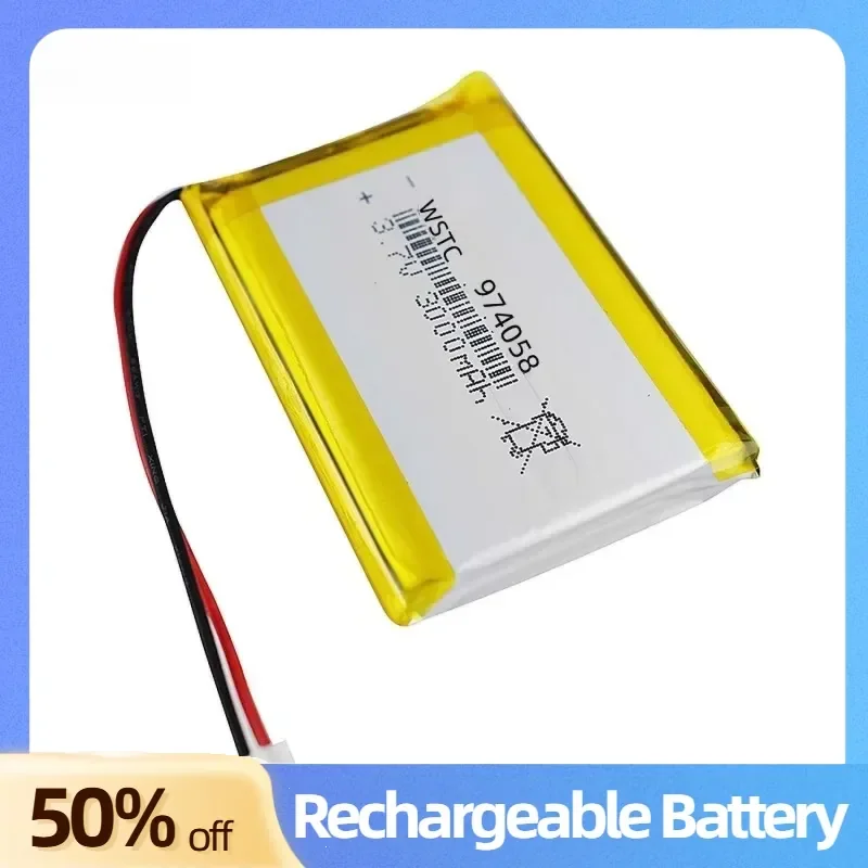 974058 Polymer Lithium Battery 3000mAh 3.7V for Walkie-talkie Early Education Machine Audio Game Console Rechargeable