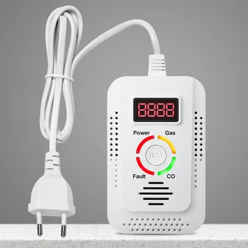 1 adet 2 IN 1 doğal gaz dedektörü ve karbon monoksit dedektörü ev ve mutfak ab tak için gaz kaçağı dedektörü fiş