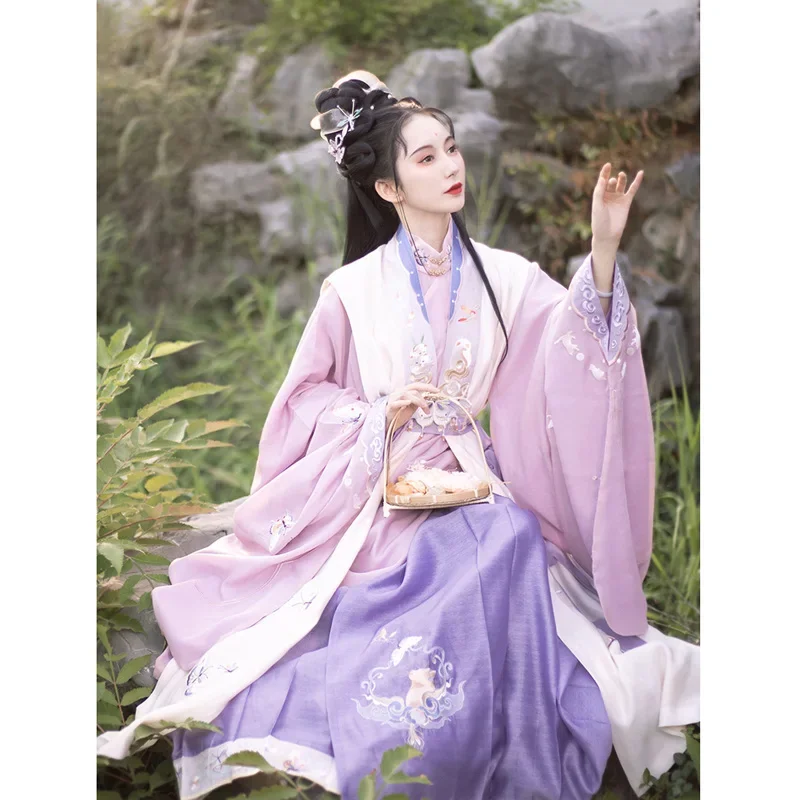 ZhongLingJi-Robe Hanfu Brodée Papillon de la ociastie Ming Originale pour Femme, Robes de brevFolklorique Traditionnelles Chinoises DegradStage