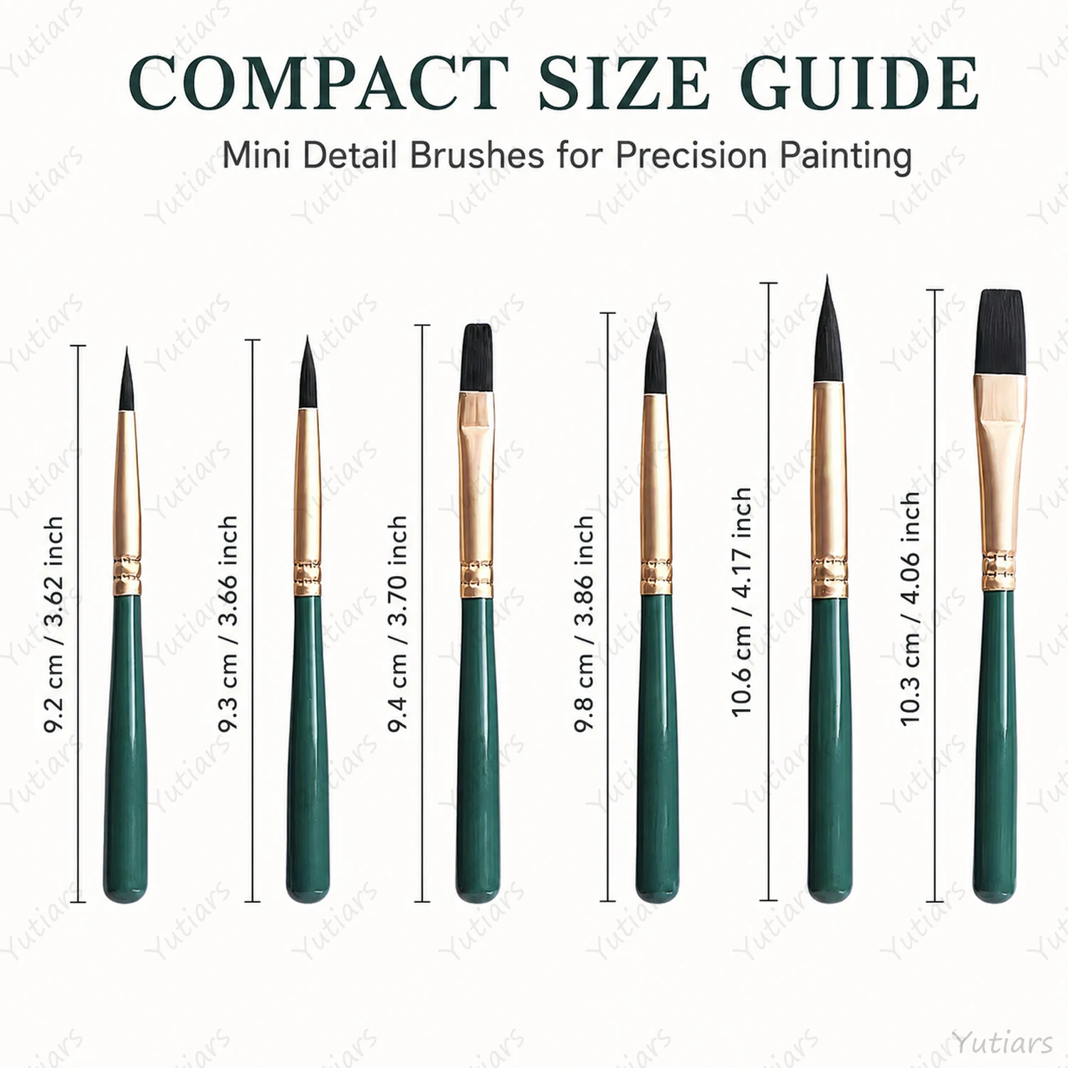 6PCS Artist Paint Brush Set Fine Detail Brushes with Green Handle for Watercolor Acrylic Oil Painting Craft Artwork Supplies