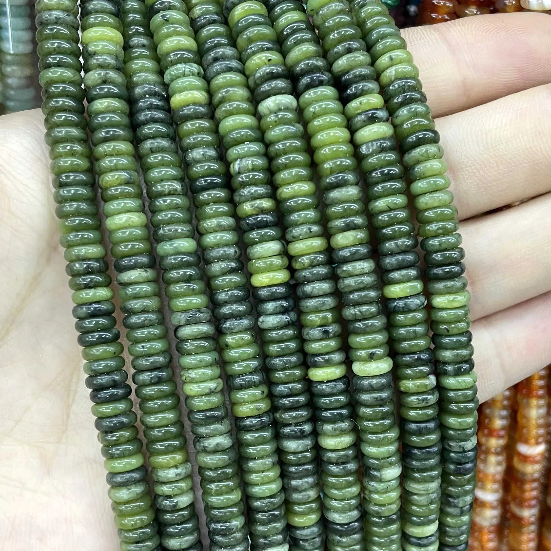 Natural Stones Green Canada Jades Round Faceted Square Geometric Shape Loose Jewelry Beads for Making Bracelets DIY Accessories