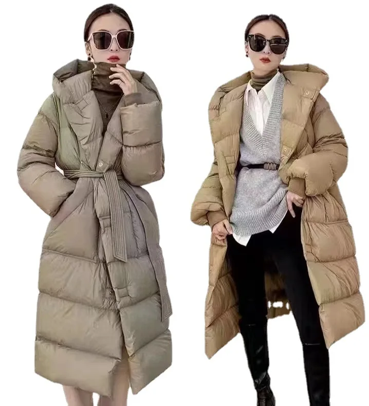 Winter Fashion New Women\'s Down Jacket Loose Commuting Casual Warm Hooded White Duck Down Jacket