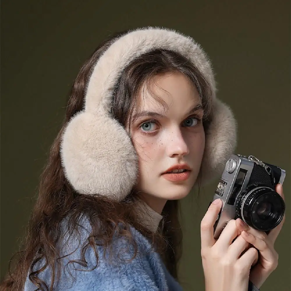 พับ Plush Earmuffs ผู้หญิงฤดูหนาว WARM Earflaps Unisex หูฟังแบบพกพากลางแจ้งแฟชั่นสีทึบ Frostproof Earcover