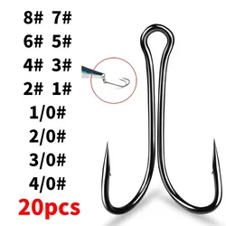 20pcs Double Fishing Hook Duple Hooks Barbed High Carbon Steel Soft Lure Fish Accessories Offshore Angling Tackle