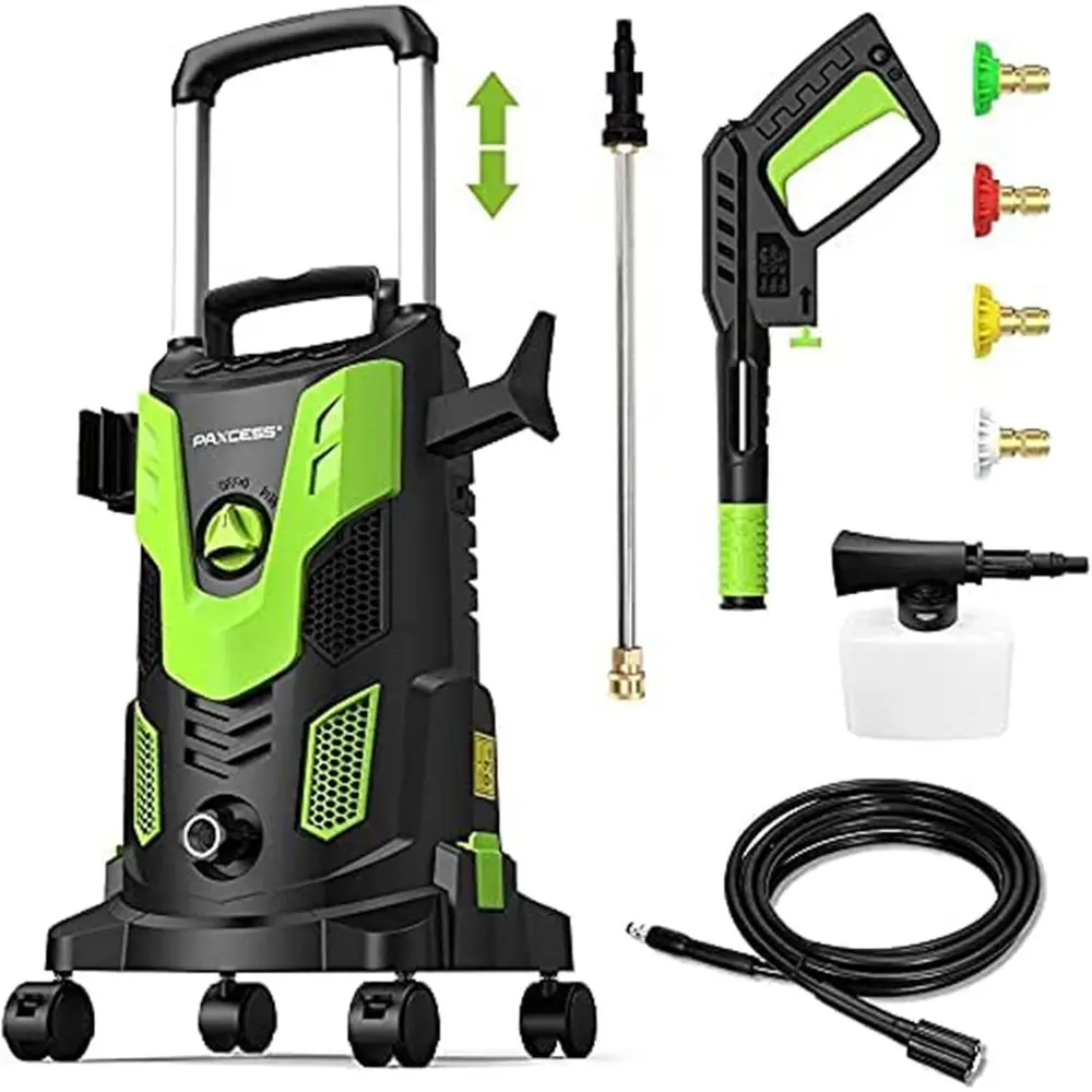 

Upgraded 3000PSI Pressure Washer, 2.5GPM Portable Electric Power Washer with 360° Spinner Wheels, 4 Quick Connect Nozzles Foam C
