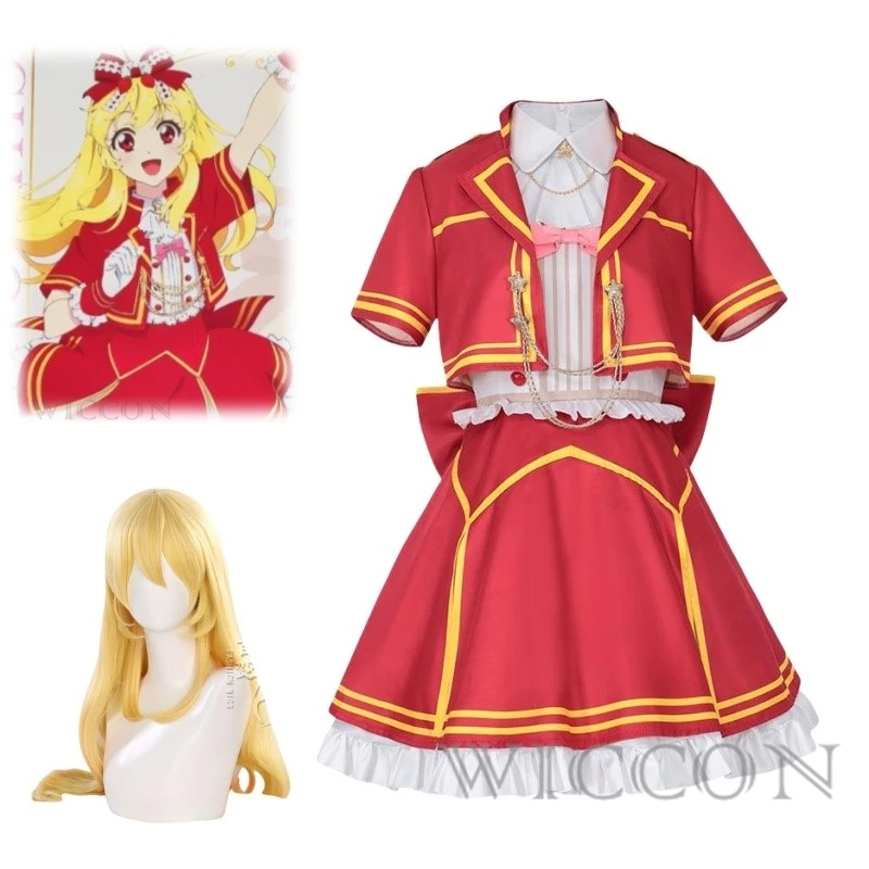 Aikatsu! Hoshimiya Ichigo Cosplay Costume And Accessories Top Idols Red Uniform Dress Christmas Gift Cute Girl Princess Dresses