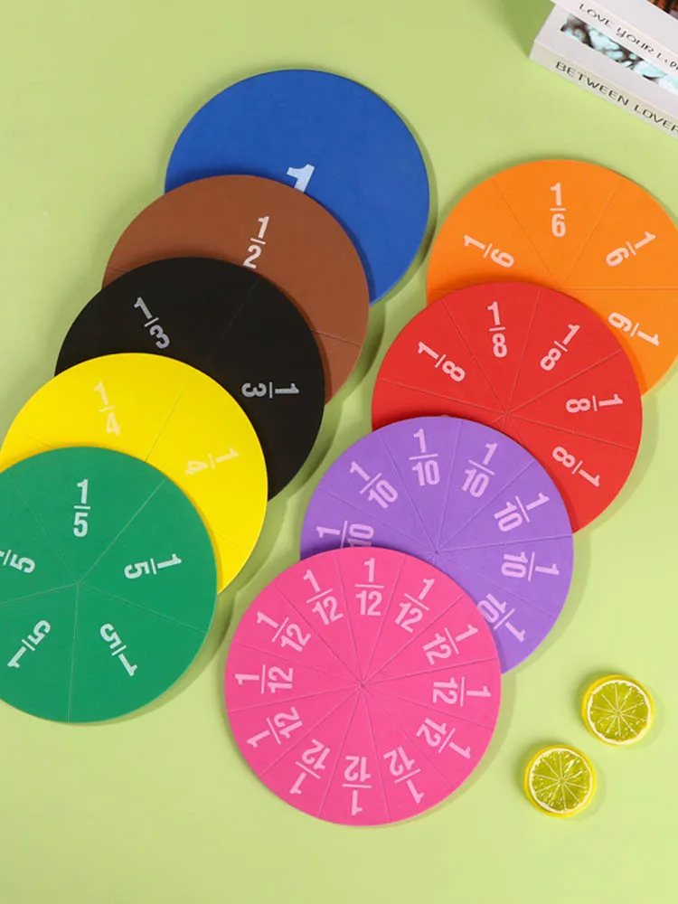 9 pièces/lot disque d'enseignement arithmétique EVA coloré 9CM taille forme ronde Fractions accessoires de formation mathématique aides pédagogiques interactives ZYF