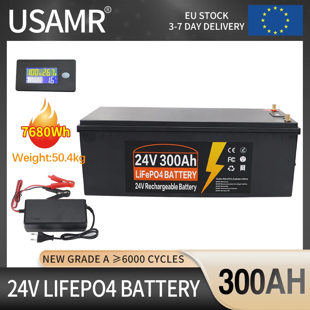 بطارية LiFePO4 جديدة 24 فولت 100AH 150AH 300AH بطارية ليثيوم فوسفات الحديد الشمسية 6000 + دورات مع خلايا BMS من الدرجة A للقارب RV #1