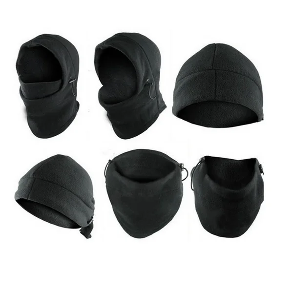 Cappello caldo antivento Passamontagna in pile polare Scaldacollo per sci Ciclismo Motore Sciarpa invernale Cappuccio Camp nero unisex