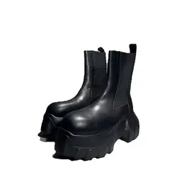 Men Chelsea Boots Platform High Top Man Gothic Sneakers Heels Leather Luxury Vintage Trendy Designer Shoes