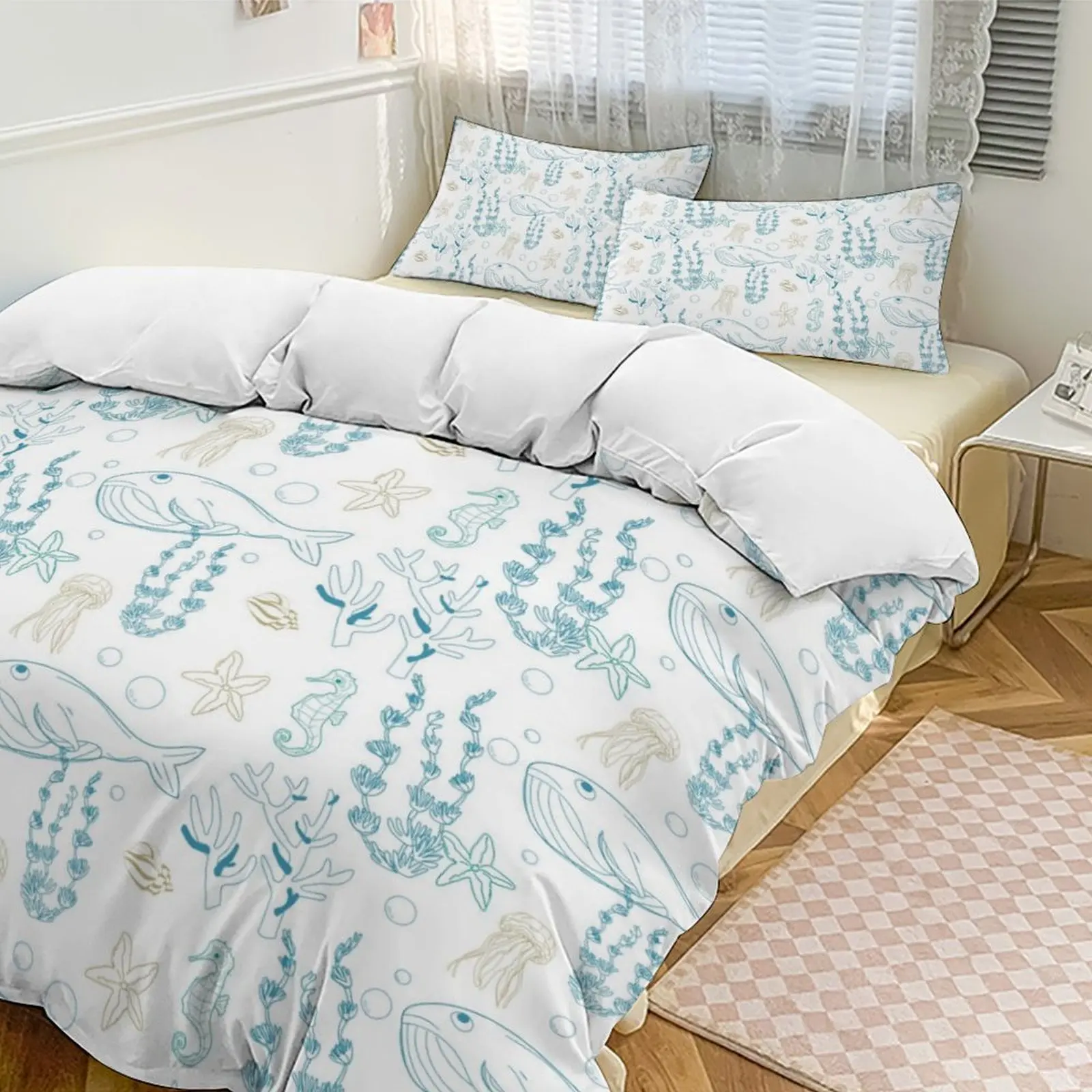 

Thickened Ocean - Style Bedding Set, Comfortable & High - Quality Skin - Friendly Fabric, Duvet Cover + 2 Pillowcases, For Home