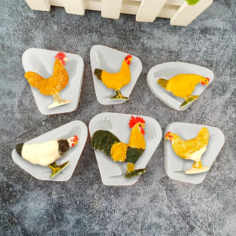 Easter Chicken Silicone Mold Handmade Chocolate Fondant Cake Decorating Epoxy Soft Clay Baking Tools Rooster Hen Model Mould