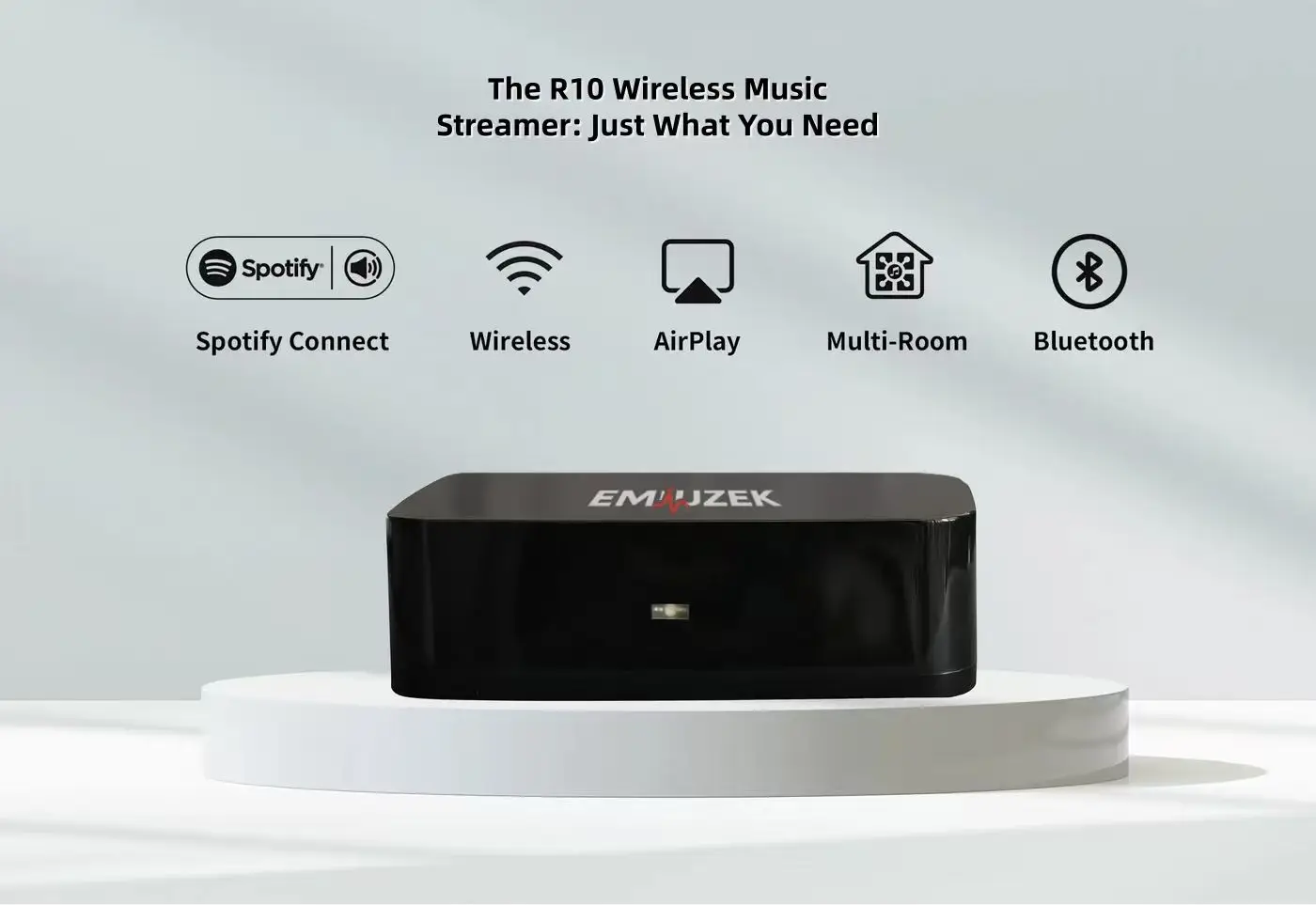 EMiUZEK R10 – WiFi & Bluetooth Audio Receiver with Optical and AUX Output Multi-room Synchronized Audio Playback Device