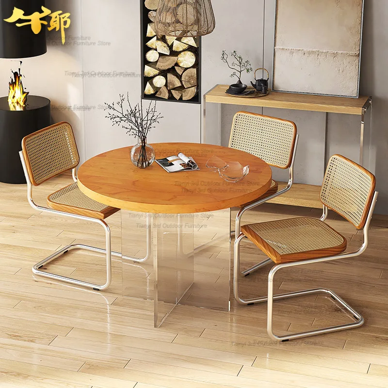 Wooden Office Dining Tables Coffee Kitchen Acrylic Living Room Dining Table Modern Minimalist Design Home Furniture Muebles LLDT