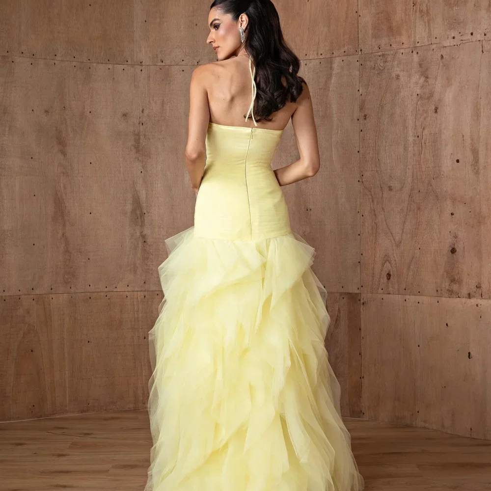 A-line Backless Evening Dresses Multi-Layered Fabric Floor-Length Prom Dress Exquisite High Quality Party Gowns Women Customized