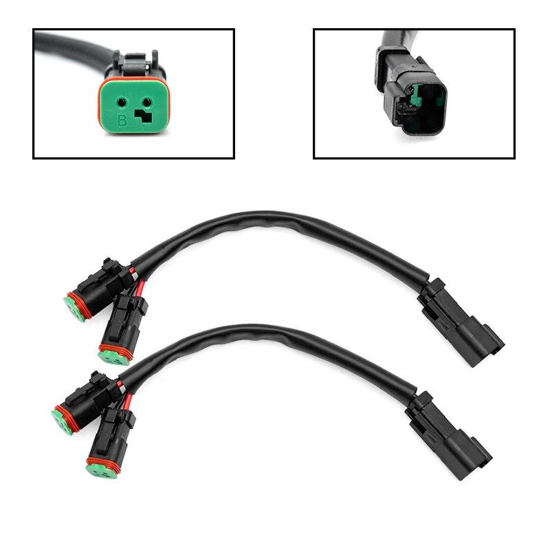 2x Y-Shape 2 Leads Deutsch DT DTP DT06-2S 2Pin Socket Adapter Retrofit Connectors Wiring Harness For Led Work Pod Off-Road Light