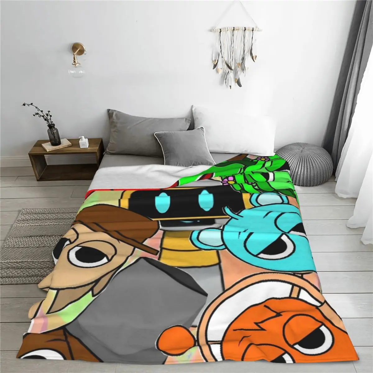 Funny Sprunki Game Bruh Blanket Warm Cozy Fluffy Cartoon Throw Blankets for Couch 50x60 Inch Multi-size Rug Piece