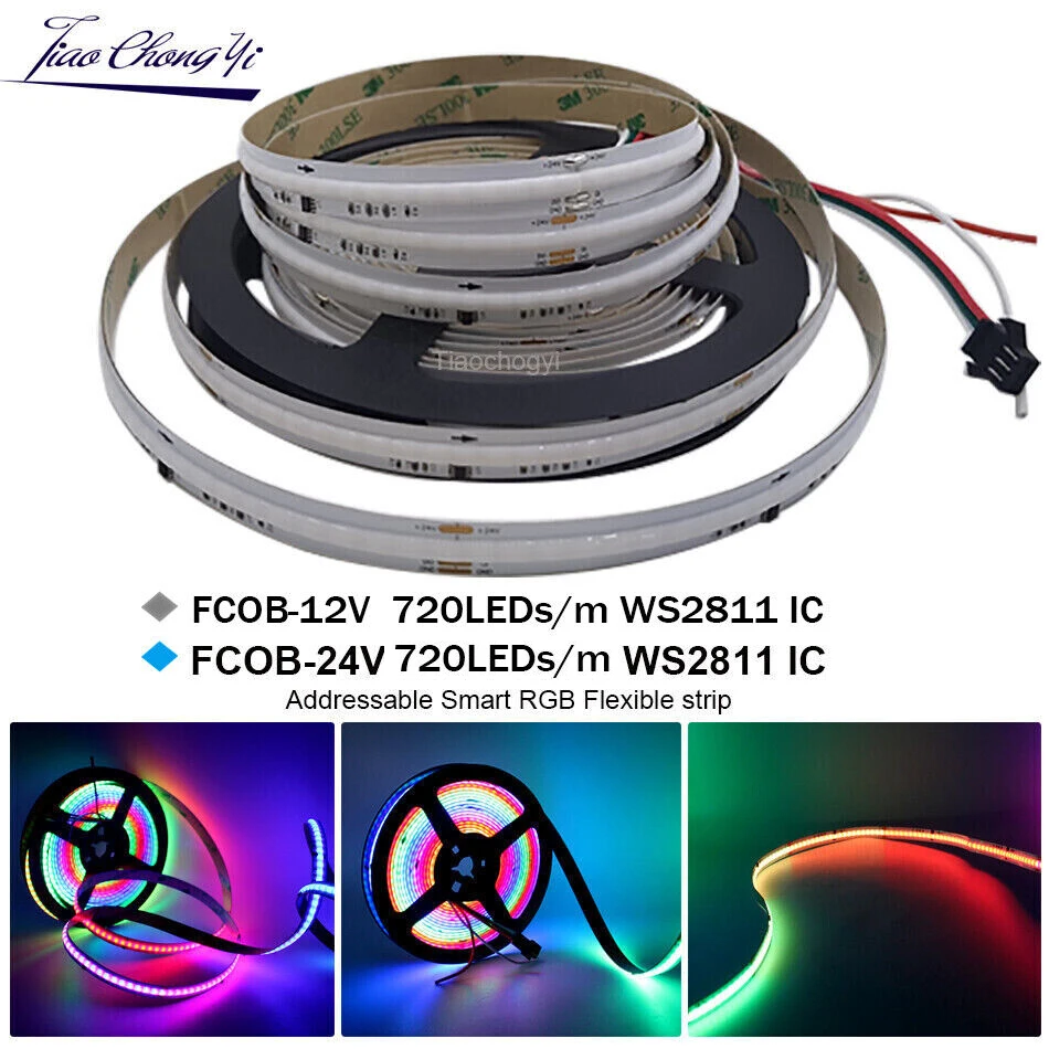 WS2811 RGB IC światło pasek COB LED płynącą wodą 5M 10M 12V DC24V adresowalna lampa dotykowy pilot zdalnego sterowania kolor marzeń wyścigów konnych