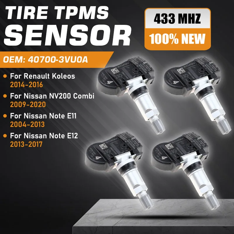 1/4 шт. датчик контроля давления в шинах для Renault Koleos 2014-2016 TPMS Nissan NV200 Combi 2009-2020 Nissan Note E11 E12 2004-2017