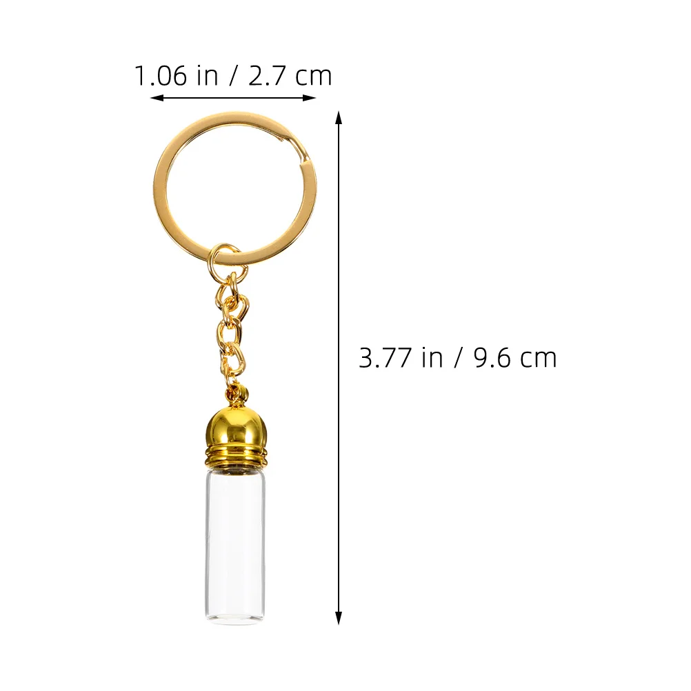 2 قطعة زجاجات عطر زجاجية شفافة قابلة لإعادة الملء سلسلة مفاتيح مانعة للتسرب حجم السفر حامل زيت عطري صغير محمول صغير #3