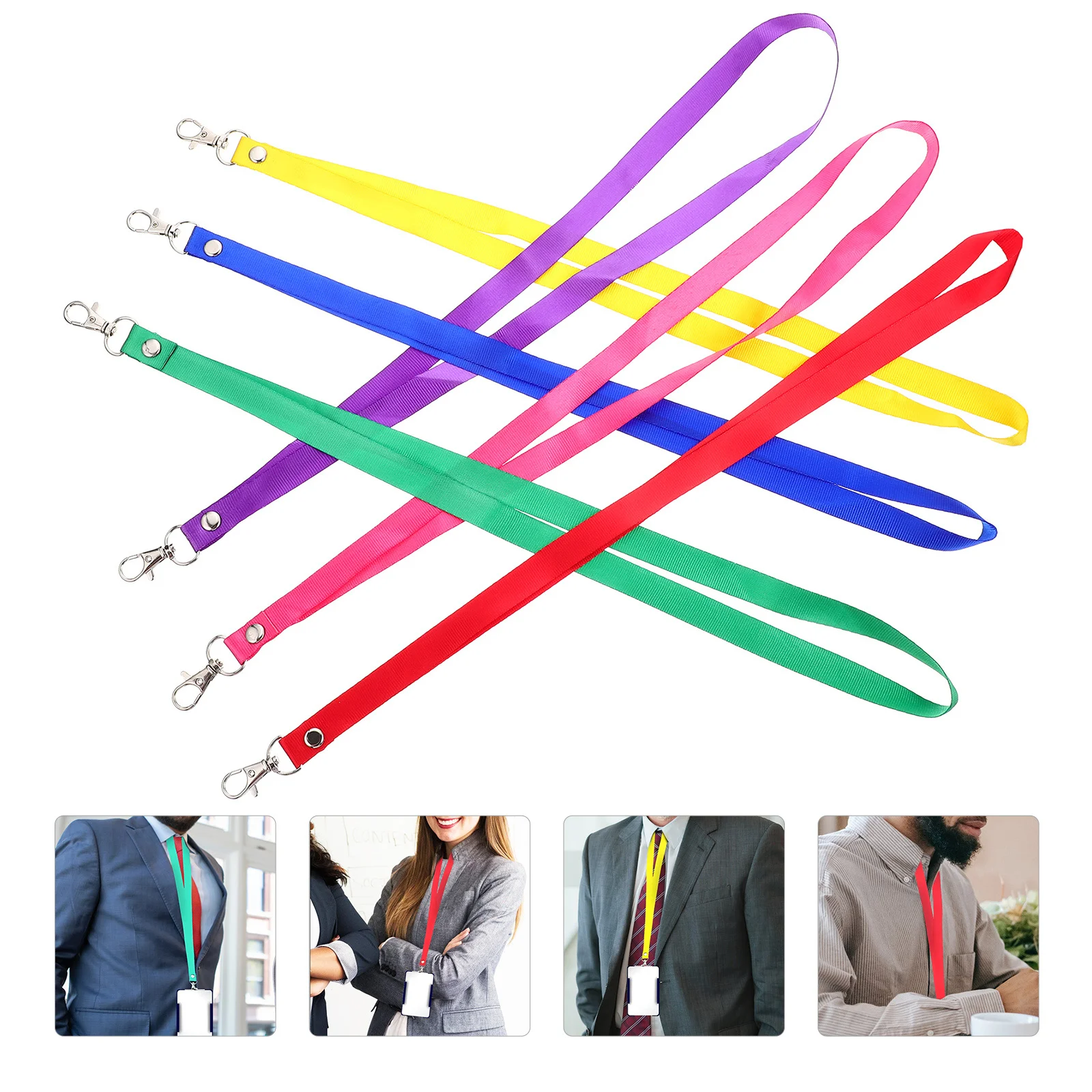 

6Pcs Colorful Badge Lanyard Work Card Neck Strap for Id Cards Camping Hiking Prevent Losing Lanyard Badge Card Ribbon