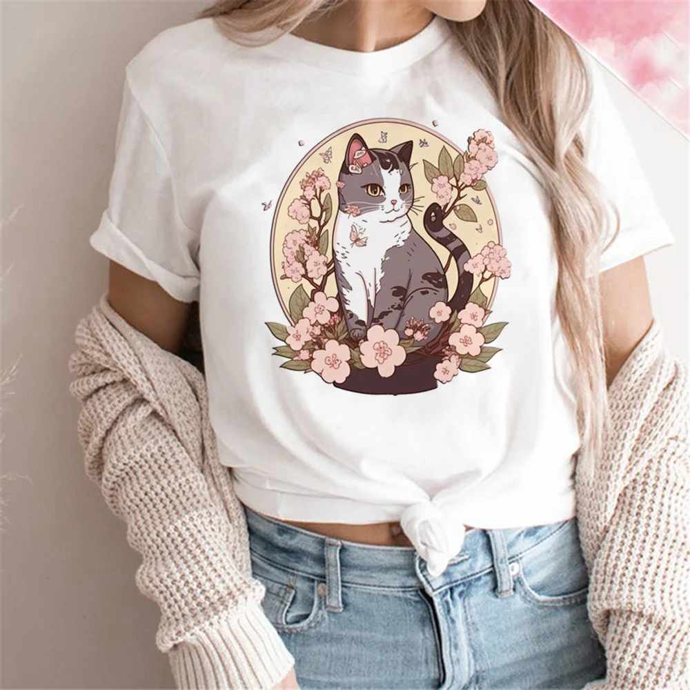 

Cute Cat top women anime streetwear graphic t-shirts female graphic y2k manga clothing