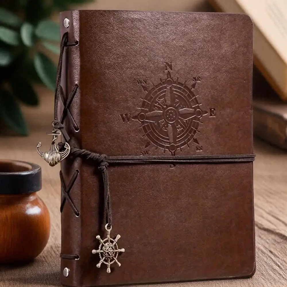 Vintage Antique Pirate Anchor A6 Spiral Notebook PU Leather Travel Journal Replaceable Stationery Gift