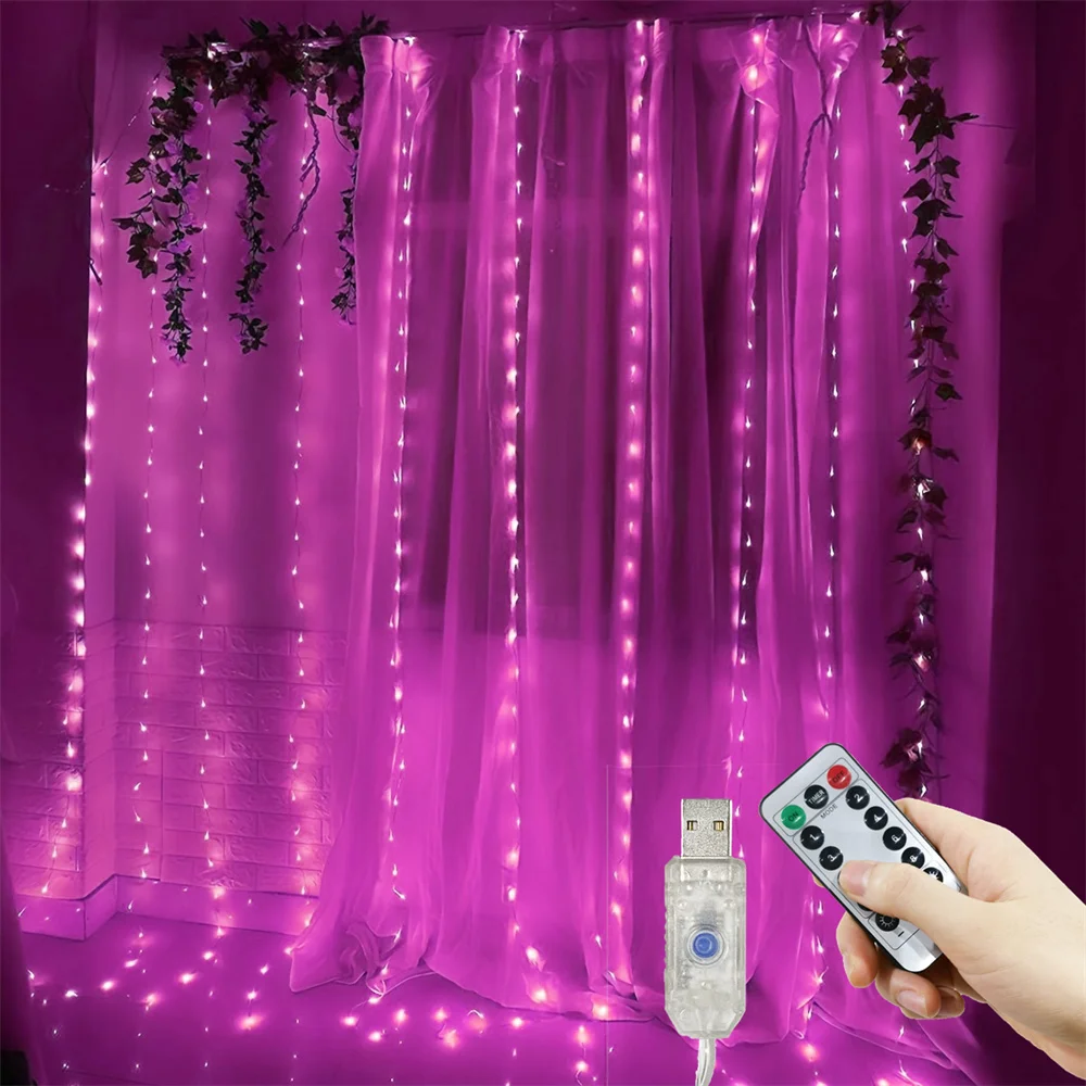 

Светодиодная гирлянда-штора для окон, 3/4/6 м, USB, для декора на День святого Валентина, Рамадан, Ид Мубарак, 2026