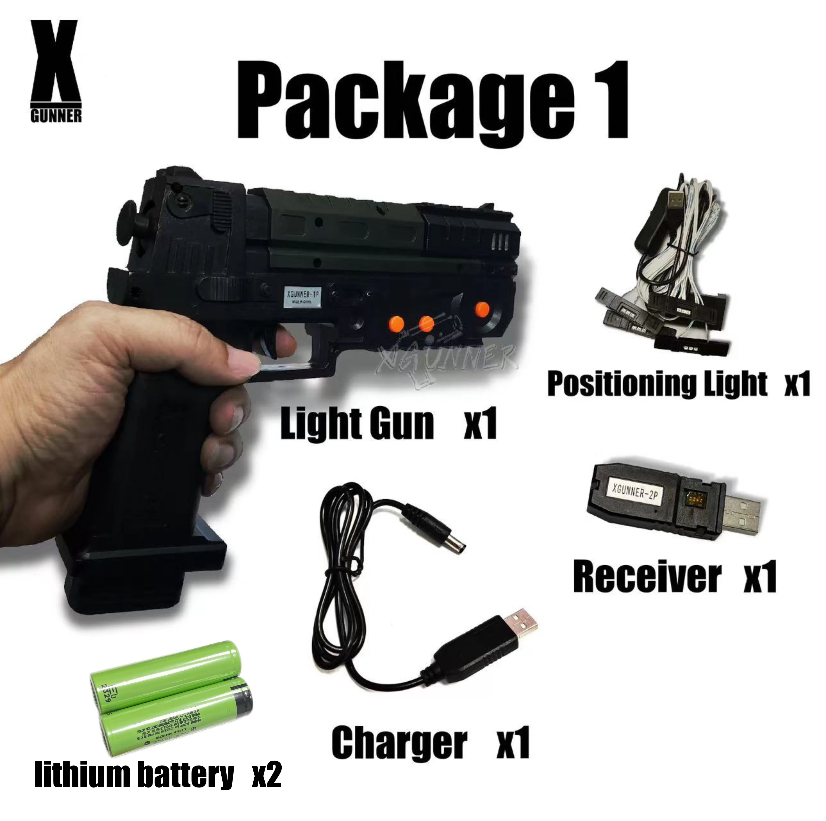 مسدس إضاءة للألعاب اللاسلكي X-GUNNER XGUNNER 2.4G مسدس فردي أسود #1