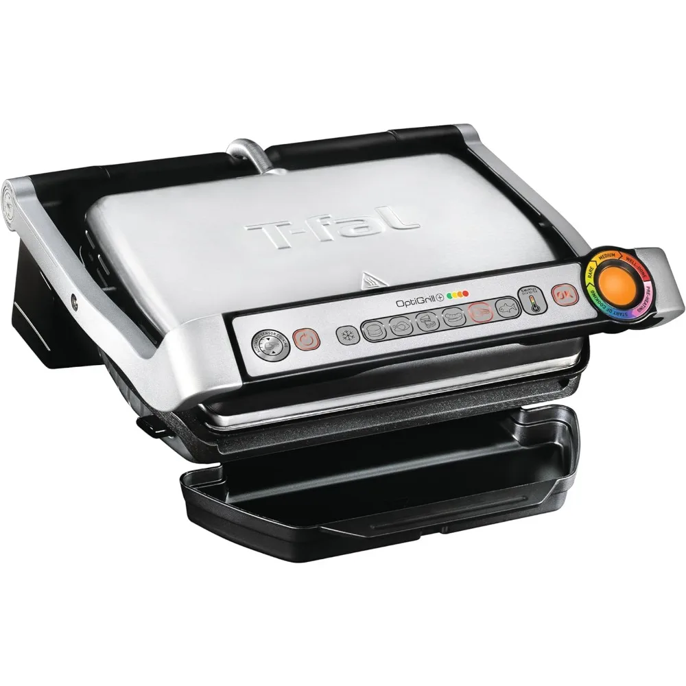 OptiGrill Stainless Steel Electric Grill 4 Servings 6 Automatic Cooking Modes, Intelligent grilling rare to well-done 1800 Watts