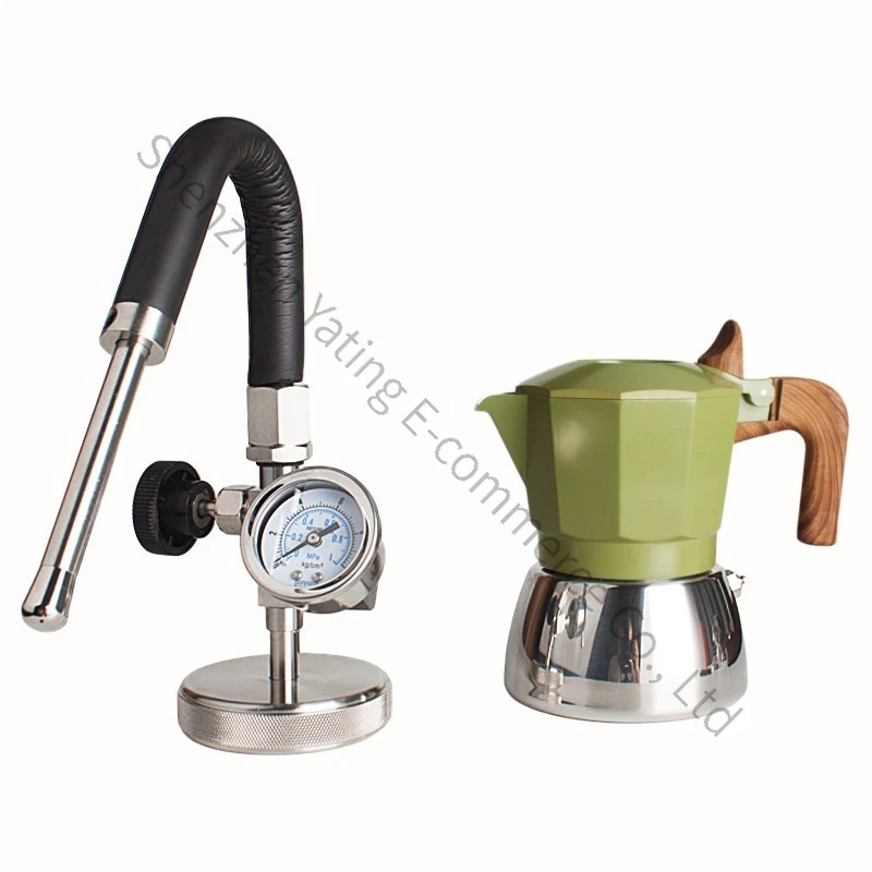 Dual-valve Moka pot-style steam milk frother; compact electric stainless steel steam milk frother.