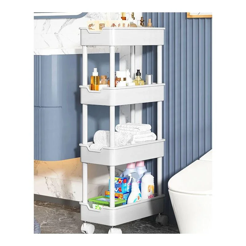 

Bathroom storage rack bathroom floor-standing movable multi-layer trolley toilet bedroom gap storage storage rack