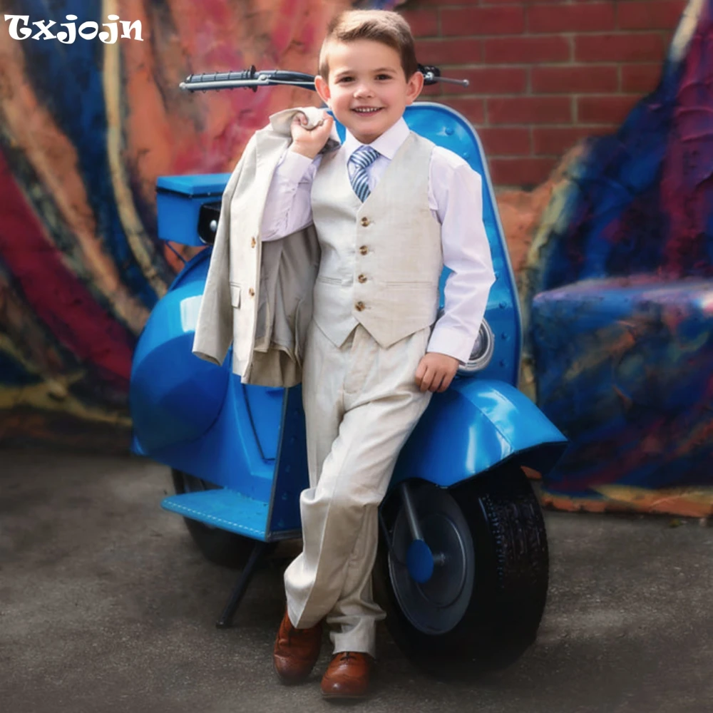 Txjojn Formal Classy Boys Suits Birthday Party Hot Sale Classic Child Suit Set Handsome Tuxedo 3 Pieces For Kids Wedding Guest