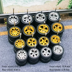 1/64 Front small and Rear Big Wheels with Detachable Rubber Tires for Model Cars Refiting Parts for Hotwheels (for 5 Cars)