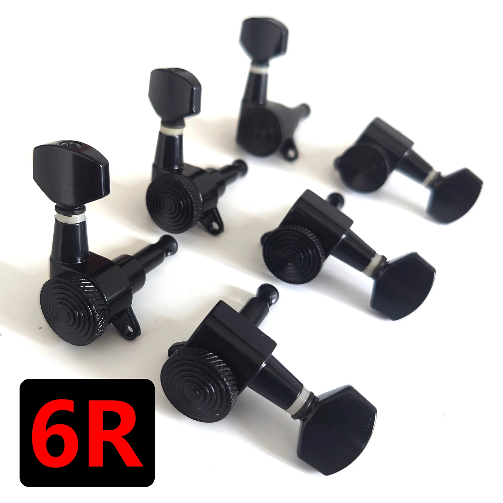 

6R Guitar Locking String Machine Heads Tuners Set Black No Screw 1:15 for 6R Electric Guitars Replacement Parts