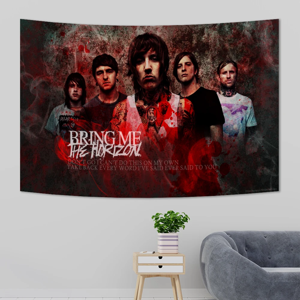 B-Bring M-Me The H-Horizons Tapestry Metalcore Rock Band Wall Hanging Dormitory Background Cloth Party Backdrop Sofa Blanket