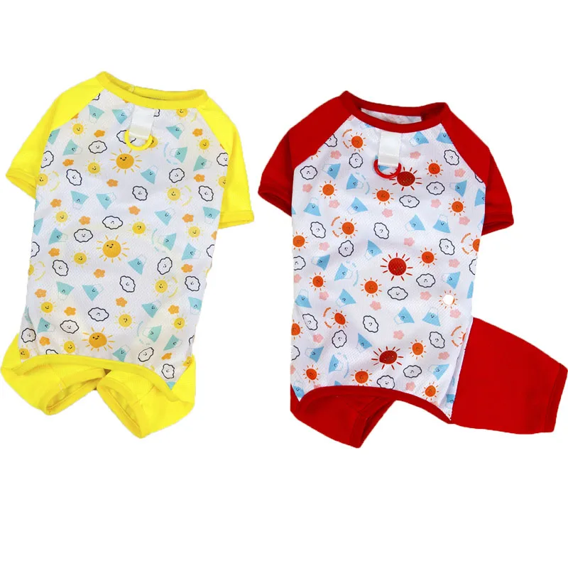 Red Yellow Dog Clothes Summer Thin Puppy Jumpsuit Pajamas For Small Dogs Chiwawa Sunscreen Clothing Pet Kitten Onesie Pyjamas XL